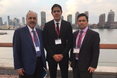 Con los dirigentes de VP Carlos Vecchio y Lester Toledo, en Reunión Internacional Socialista (NY - 2016)